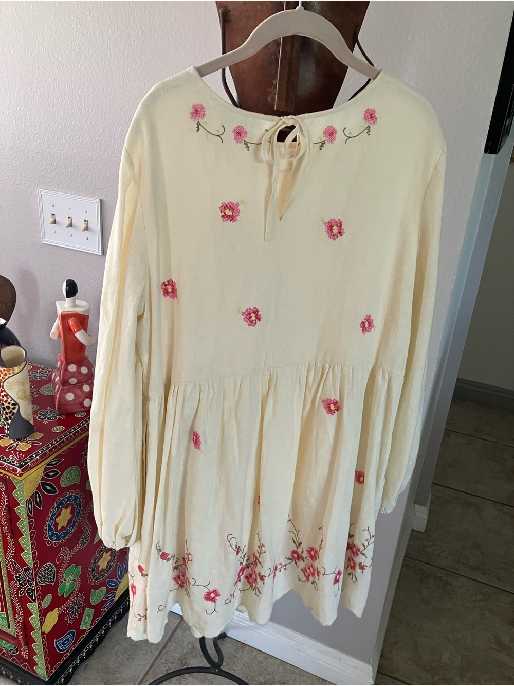 Caroline Constas Floral Embroidered Linen Midi Dress NWT Large - Picture 9 of 11